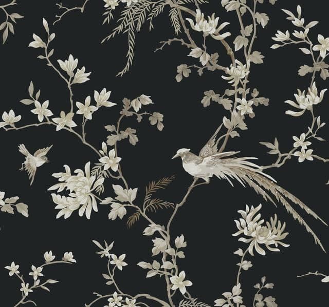 24 Karat Wallpaper KT2173 Bird And Blossom Chinoiserie By Ronald Redding For Dixons Exclusive