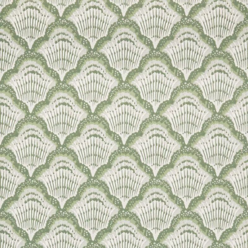 V&A II Calico Shell Verde Green Wallpaper 2412-179-02 By 1838 Wallcoverings