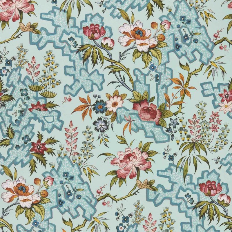 V&A II Kilburn's Maze Celeste Turquoise Wallpaper 2412-180-05 By 1838 Wallcoverings