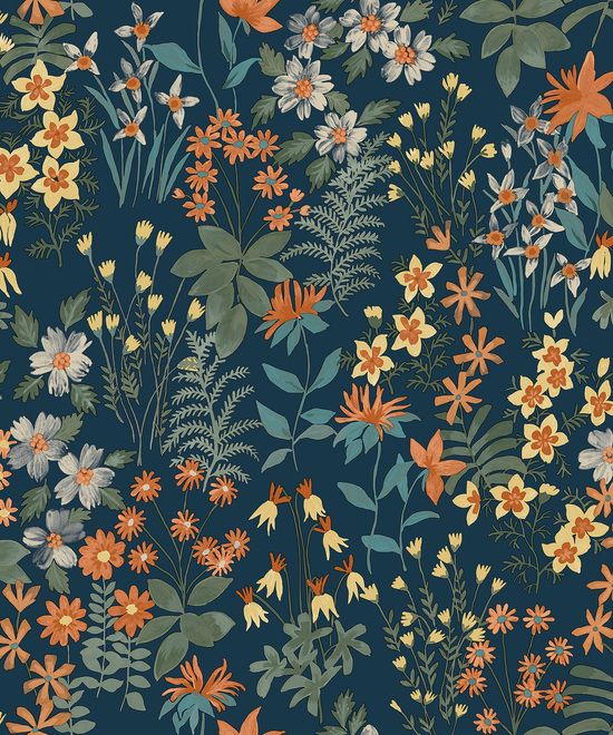 Arcadia Wallpaper Happy Agnala Navy A70903 By Grandeco