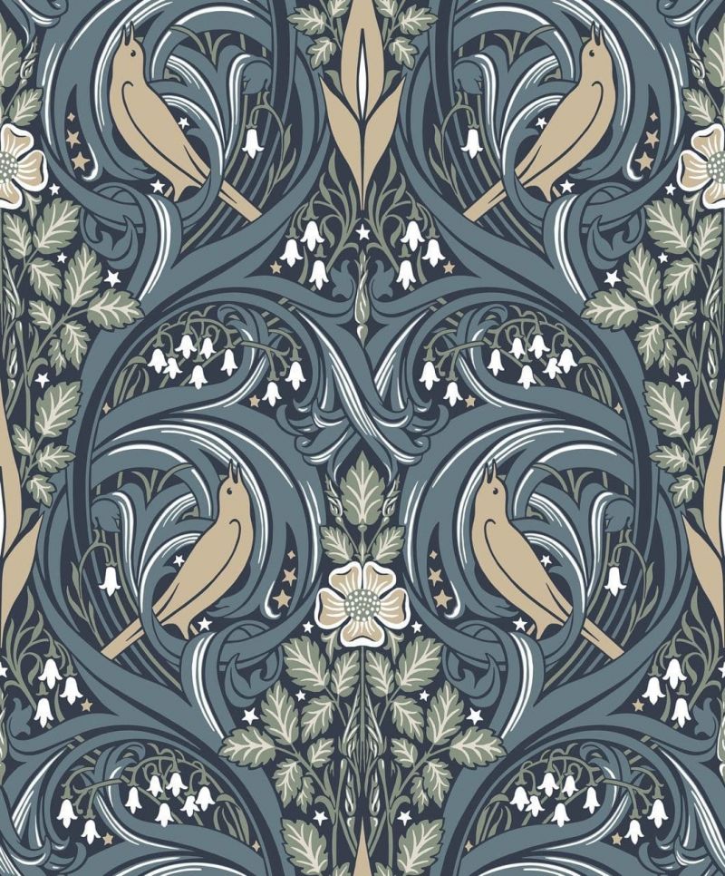 Arts & Crafts Wallpaper Page 33 ET12212 Bird Scroll By Seabrook Designs For Galerie