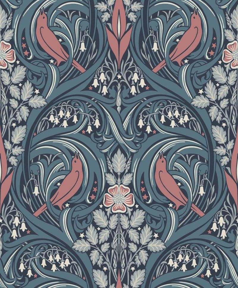 Arts & Crafts Wallpaper Page 35 ET12222 Bird Scroll By Seabrook Designs For Galerie