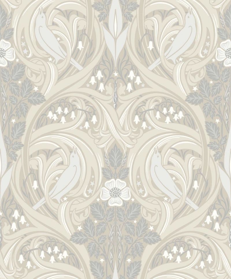Arts & Crafts Wallpaper Page 37 ET12205 Bird Scroll By Seabrook Designs For Galerie
