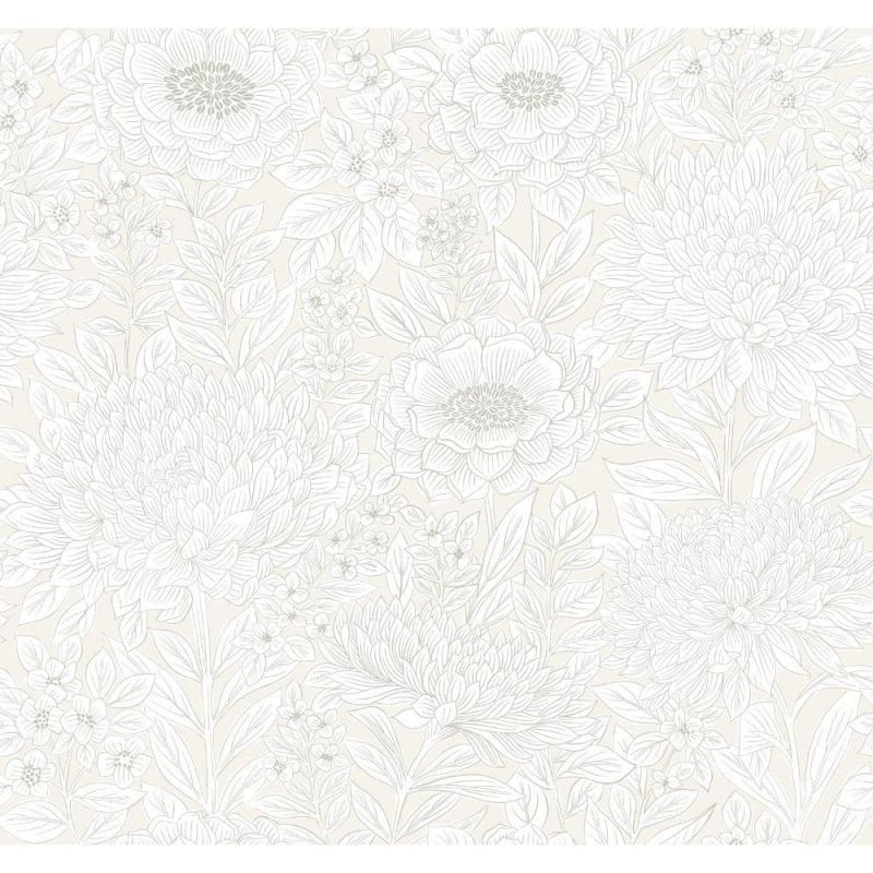 Black & White Wallpaper BW3921 Wood Block Blooms By York Wallcoverings For Dixons
