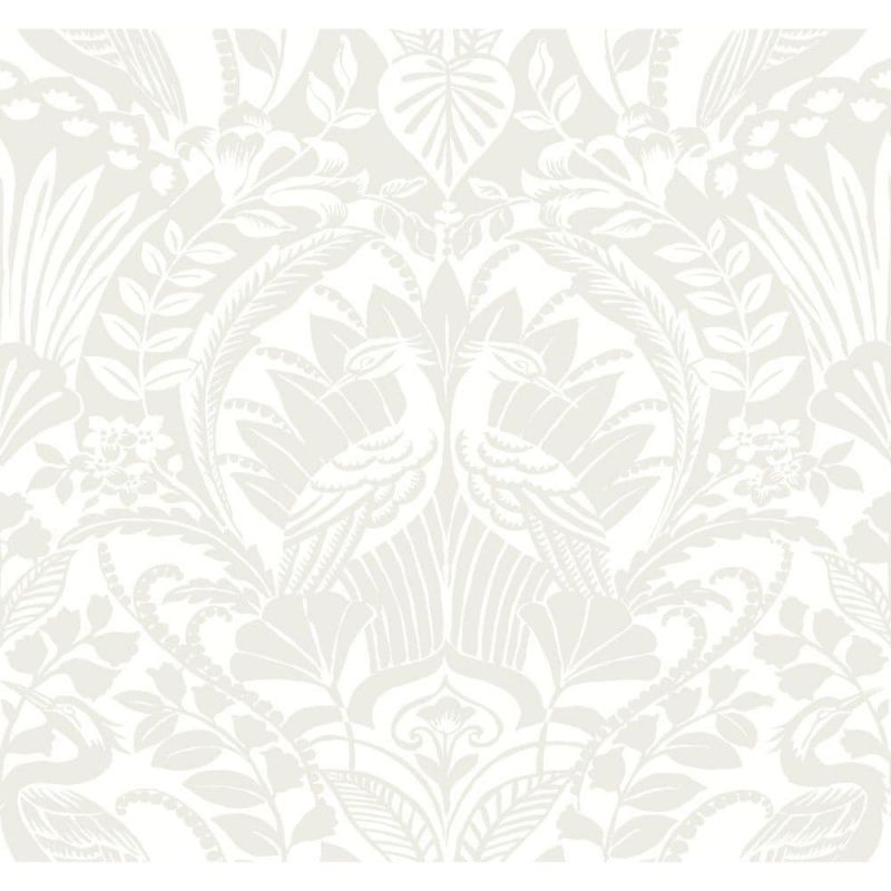 Black & White Wallpaper BW3932 Egret Damask By York Wallcoverings For Dixons