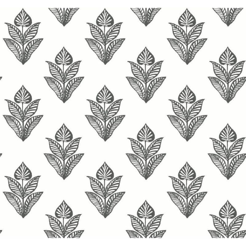 Black & White Wallpaper BW3977 Lotus Motif By York Wallcoverings For Dixons