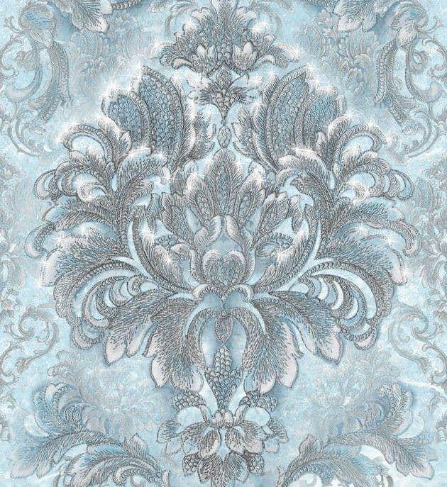 Blumarine Home Collection No. 2 Wallpaper Panel Sogno Barocco Azzurro Crystal BM25204 or 25204 By Emiliana For Colemans