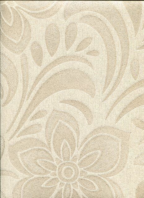 Botanica Wallpaper Jacquard Floral Biscuit 32-487 By Graham & Brown