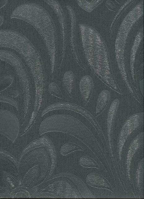 Botanica Wallpaper Jacquard Floral Charcoal 32-486 By Graham & Brown