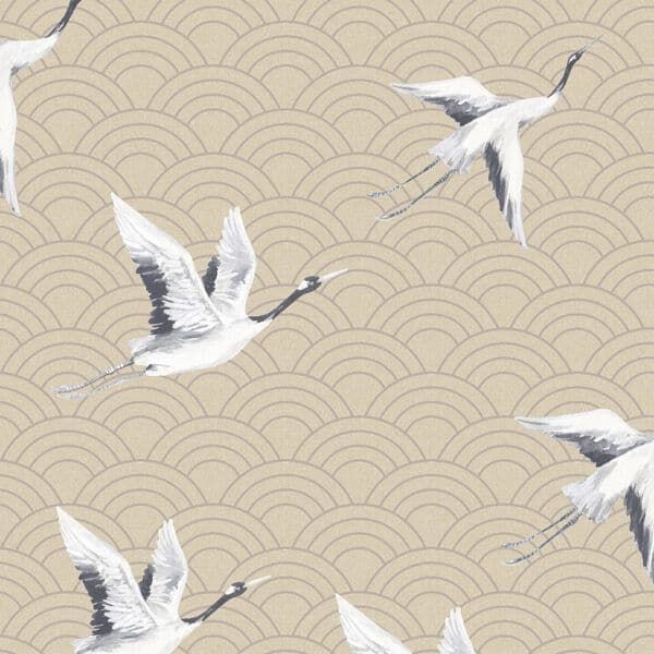Discovery Sketch Twenty 3 Wallpaper Japanese Cranes Rich Gold DYW0013 By Tim Wilman