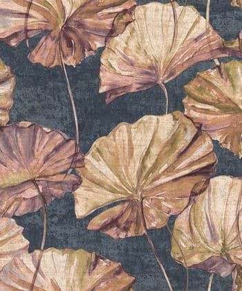 Elementum Wallpaper Water Lily Midnight Blue EE2003 By Grandeco Boutique