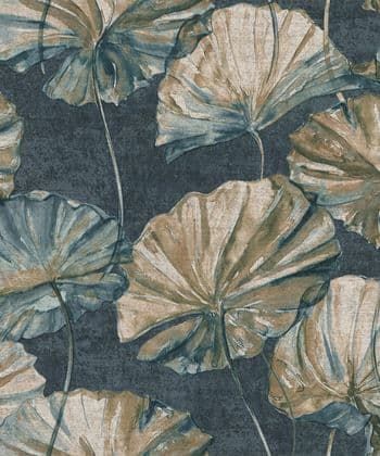 Elementum Wallpaper Water Lily Navy EE2002 By Grandeco Boutique