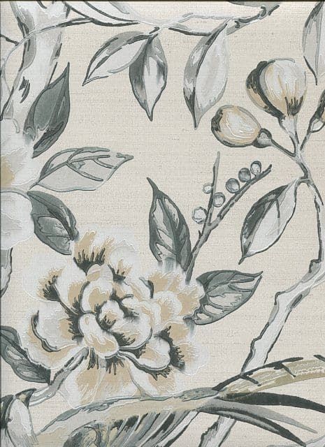 Galleria Lotus Blossom Platinum Wallpaper 1601/924 By Prestigious Wallcoverings