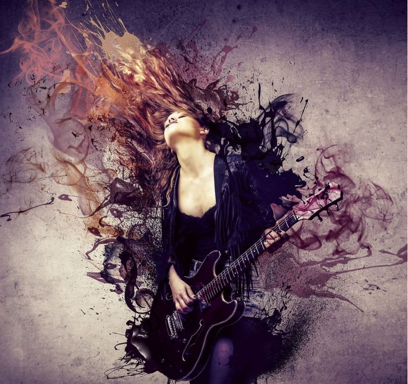 Grunge Wallpaper Mural Guitar Girl G45282 By Galerie