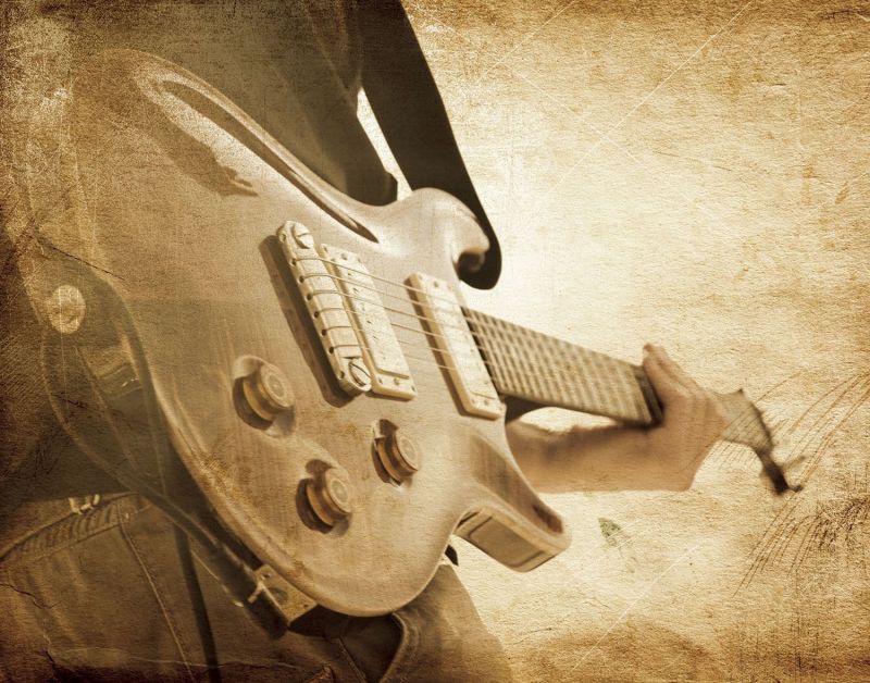 Grunge Wallpaper Mural Sepia Guitar G45283 By Galerie