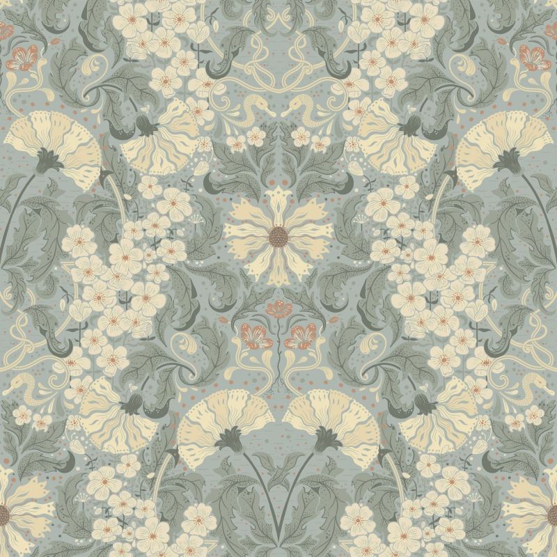 Hjarterum Wallpaper Ojvind Blue Cream 83115 By Midbec For Galerie