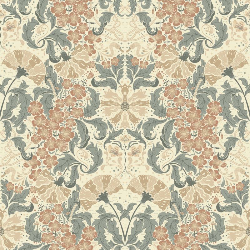 Hjarterum Wallpaper Ojvind Blue Pink Cream 83116 By Midbec For Galerie