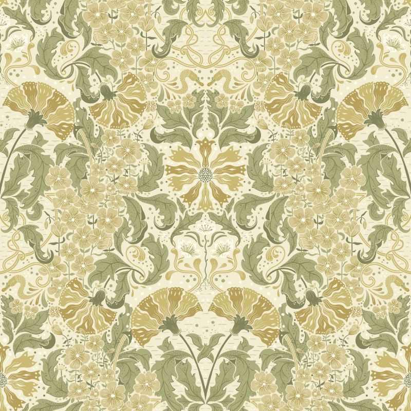 Hjarterum Wallpaper Ojvind Cream Olive Beige 83117 By Midbec For Galerie
