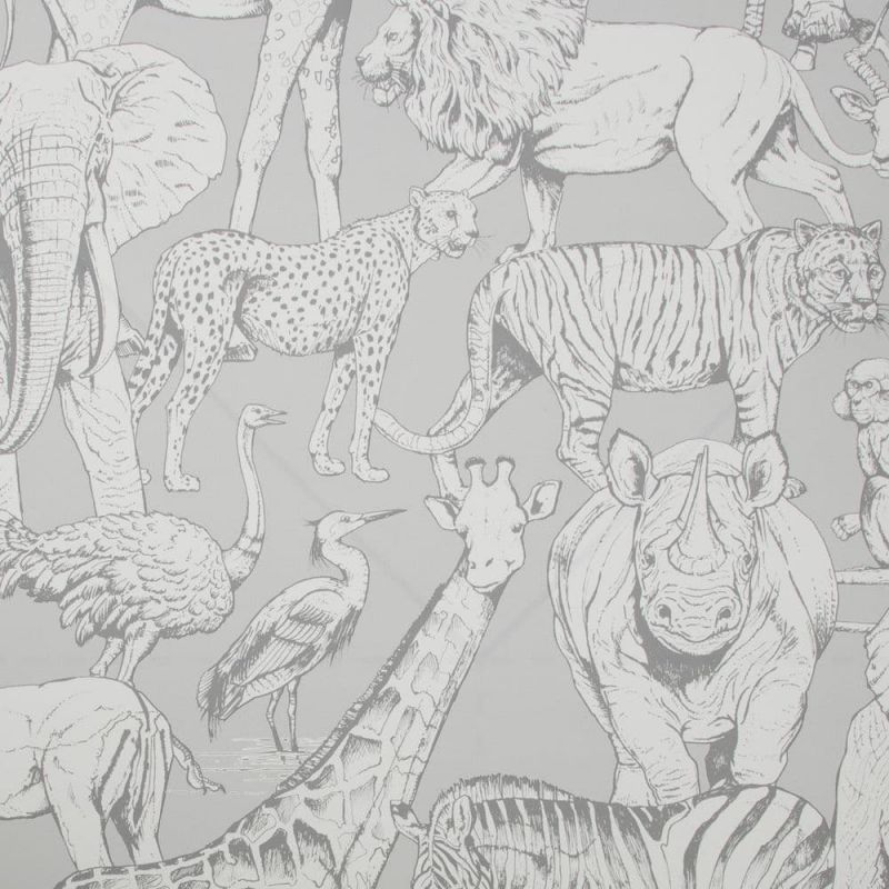 Individual Jungle Animals Grey Wallpaper 108567 By Graham & Brown