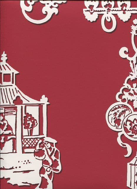 Pagoda SketchTwenty3 Wallpaper Chinois Radicchio Red MH00434 By Tim Wilman For Blendworth