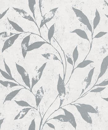 Phoenix Vertical Art Wallpaper Even White & Silver A48301 By Grandeco