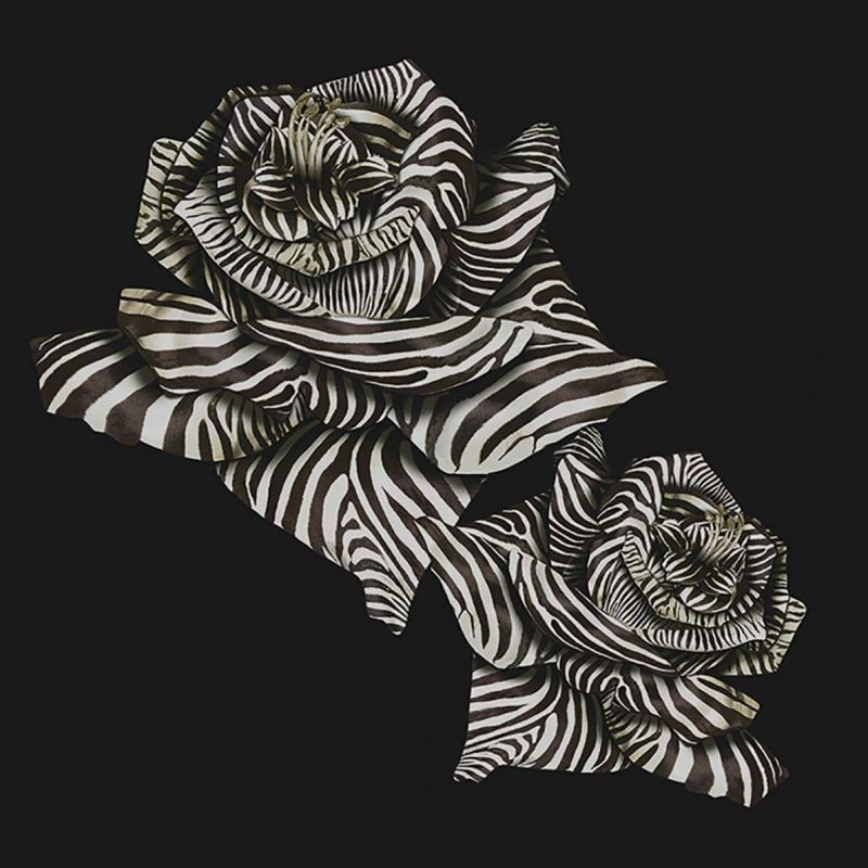 Roberto Cavalli Home No.8 Zebra Striped Rose Fabric Base Digital Panel RC19115 By Emiliana Parati Fo