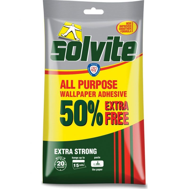 Solvite Wallpaper Paste Up To 10 Rolls plus 50% Extra