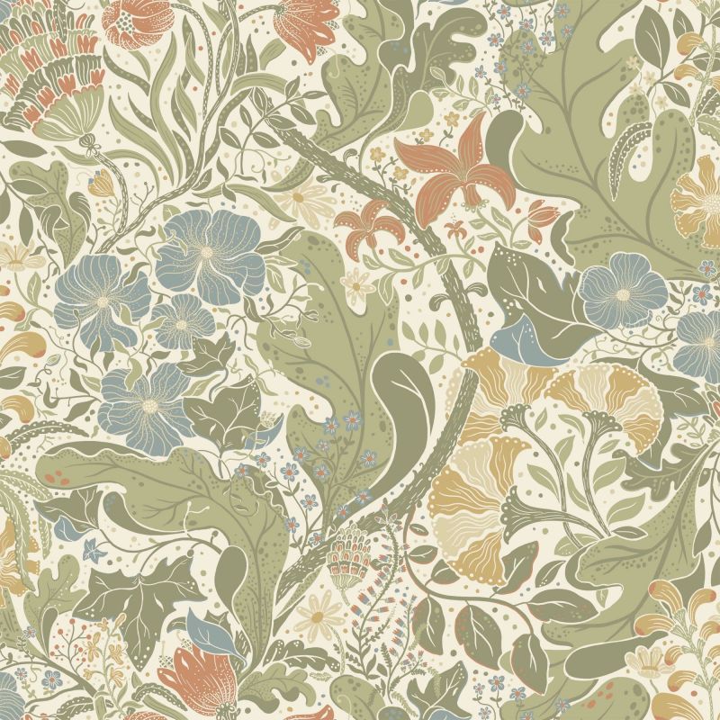 Sommarang Wallpaper Elise Swedish Flowers & Leaves Beige S83101 By Midbec For Galerie