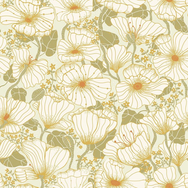 Sommarang Wallpaper Matilda Retro Poppy Gold S65111 By Midbec For Galerie