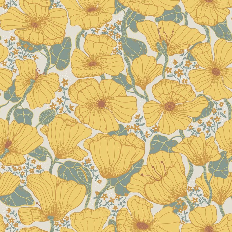 Sommarang Wallpaper Matilda Retro Poppy Yellow S65112 By Midbec For Galerie