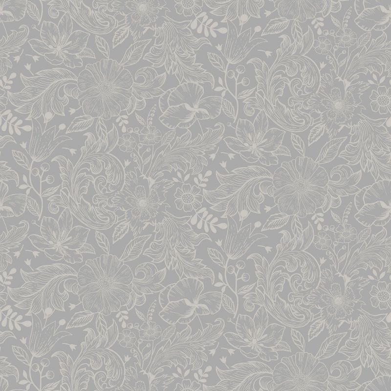 Sommarang Wallpaper Wilma Mono Flora Grey S13126 By Midbec For Galerie