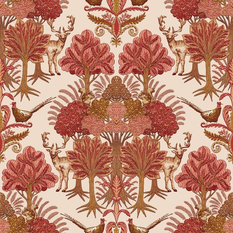 Tapestry Wallpaper Nordic Deer Forest Red TP422304 By Design id For Colemans