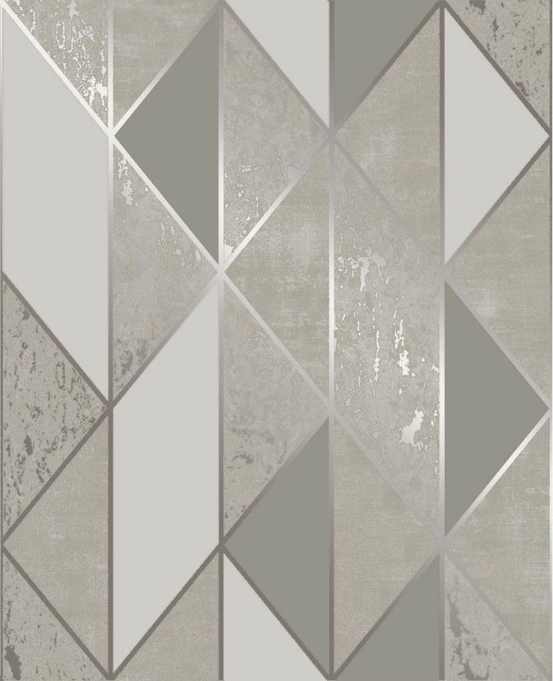 Vittorio Milan Geo Grey/Silver Wallpaper 106405 By Superfresco Graham & Brown