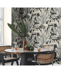 Black & White Wallpaper BW3971 Banana Leaf By