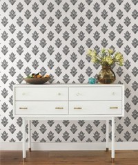 Black & White Wallpaper BW3977 Lotus Motif By