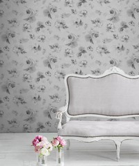 Lipsy London Wallpaper Soft Petals Grey Glitt