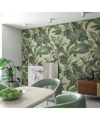 Loft 2 Tropical Green Beige Wallpaper Panel 3