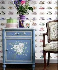 Pretty Nostalgic Wallpaper Wall Panel Cups & 
