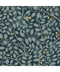 Sommarang Wallpaper Kirke Leafy Vines Blue S6