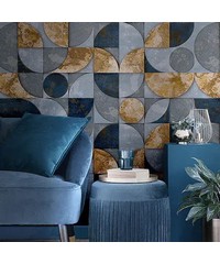 Stratum Geometrico Blue Gold Wallpaper Page 2