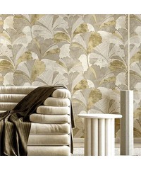 Stratum Ginko Grey Gold Cream Wallpaper Page 