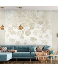 Tropical Flower Rain Almond Wallpaper Mural 1
