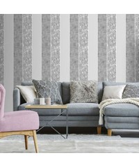 Vittorio Milan Stripe Grey/Silver Wallpaper 1