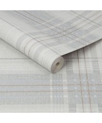 Vittorio Rhea Plaid Grey/Rose Gold Wallpaper 