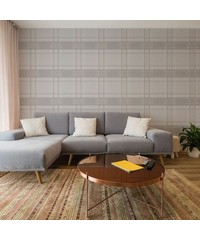 Vittorio Rhea Plaid Grey/Rose Gold Wallpaper 