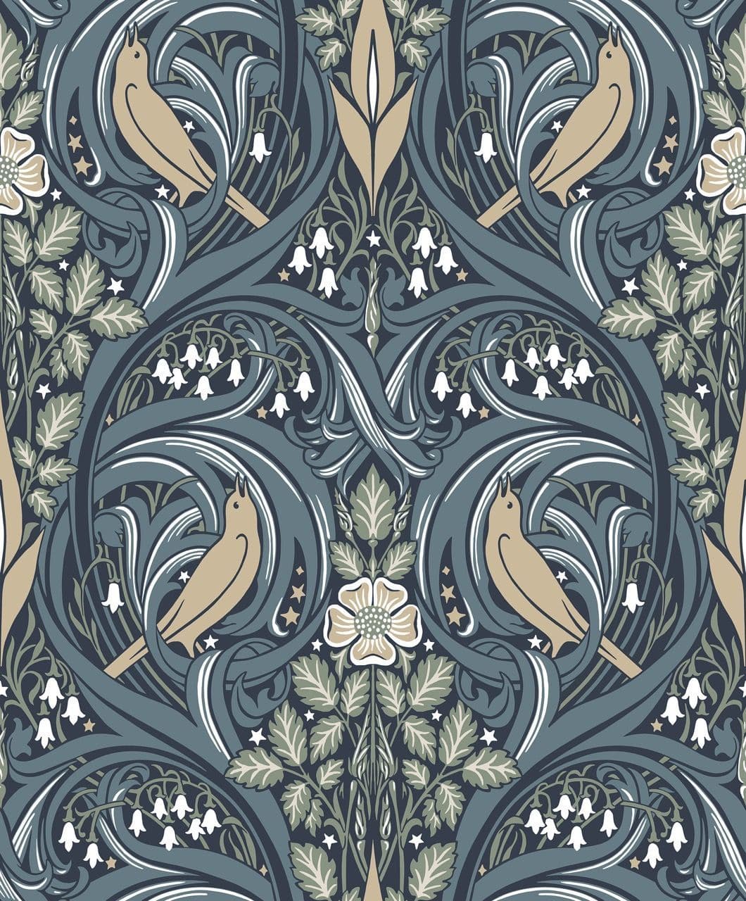 Arts & Crafts Wallpaper Page 33 ET12212 Bird Scroll By Seabrook Designs For Galerie