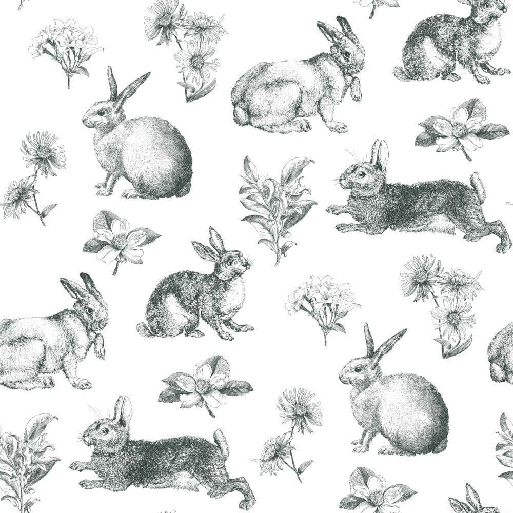 Black & White Wallpaper AT4263 Bunny Toile By York Wallcoverings For Dixons