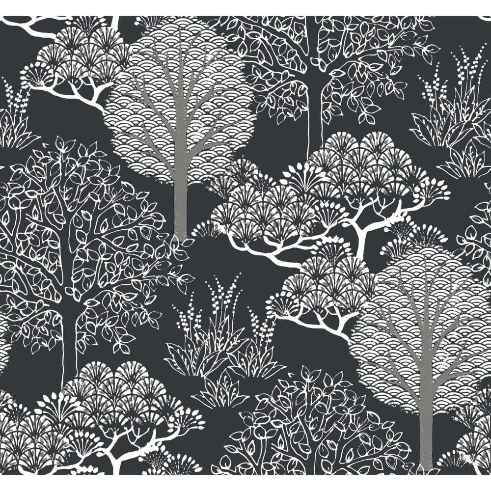 Black & White Wallpaper BW3852 Kimono Trees By York Wallcoverings For Dixons