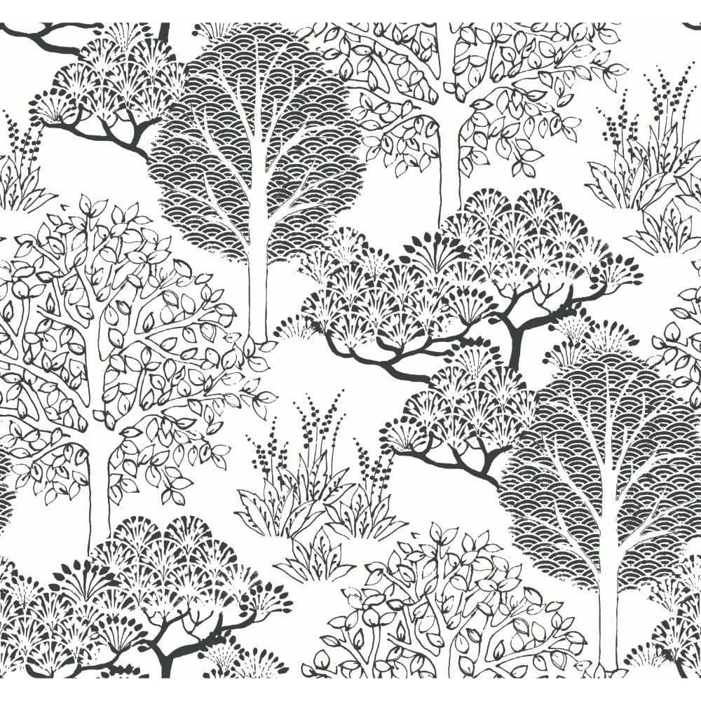 Black & White Wallpaper BW3853 Kimono Trees By York Wallcoverings For Dixons