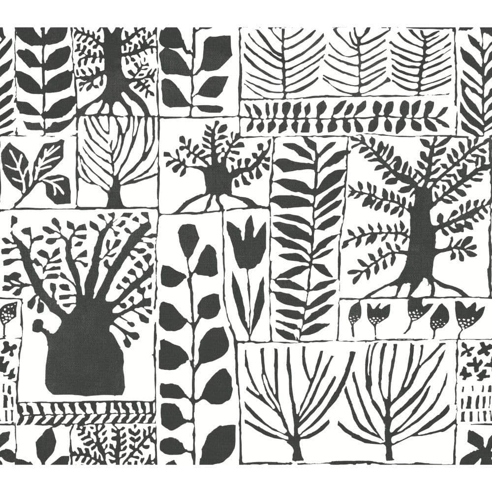 Black & White Wallpaper BW3862 Primitive Trees By York Wallcoverings For Dixons